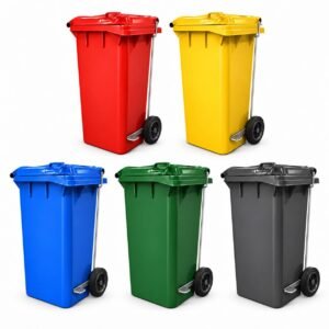 Contenedor de basura 120 litros con pedal lateral metálico en varios colores