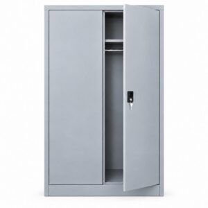 Ropero metálico 2 puertas con puerta derecha entreabierta