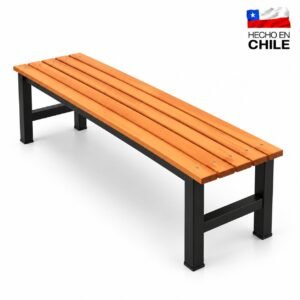 Banca para camarín de 1 metro en madera y estructura metálica