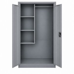 Mueble metálico para productos de aseo con interior abierto