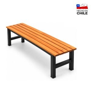 Banca para camarín 1,5 metros de madera y metal, fabricación chilena