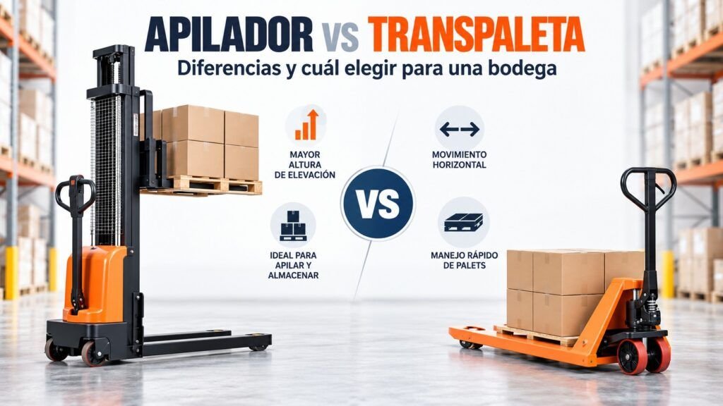 Apilador vs transpaleta diferencias y cuál elegir para una bodega