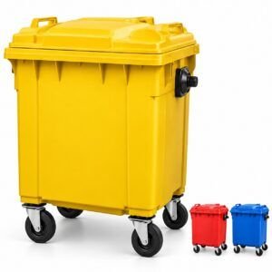 Contenedor de Basura 1100 Litros Amarillo, Azul y Rojo con 4 Ruedas