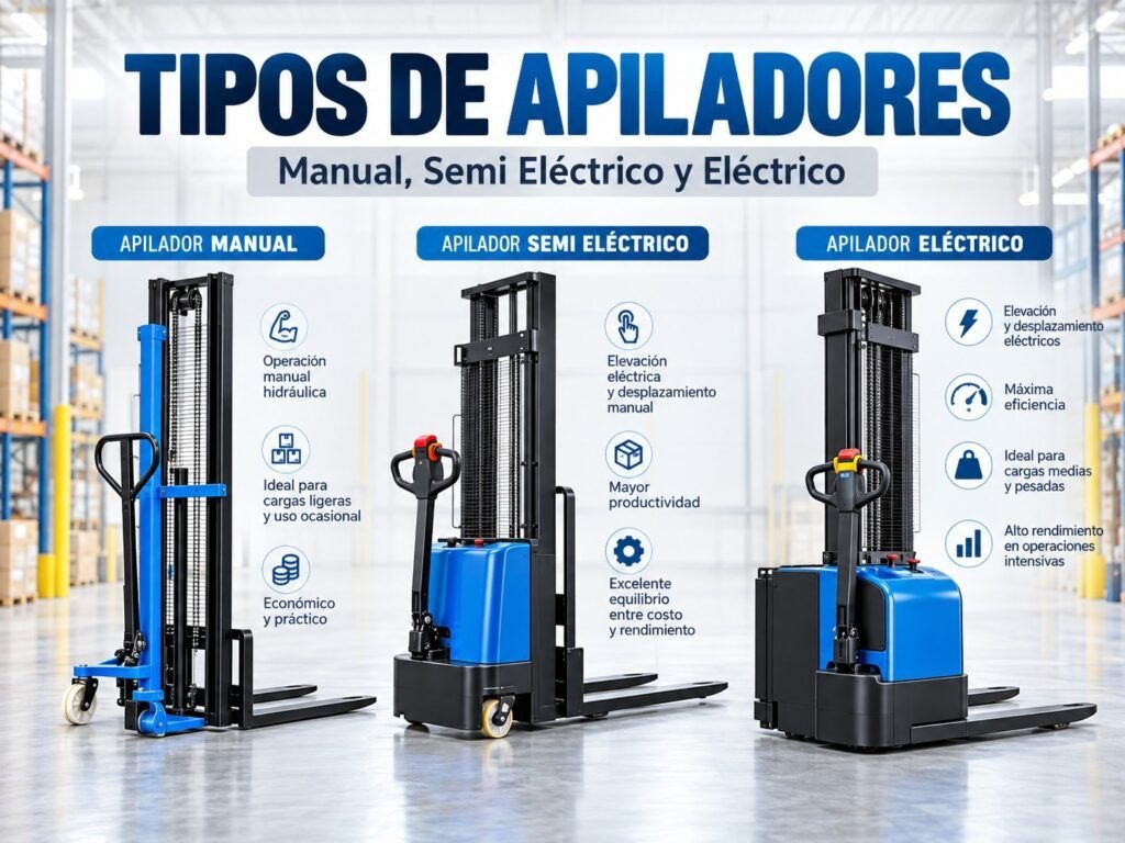 Apilador manual, semi eléctrico y eléctrico: diferencias y cuál elegir