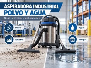Aspiradora industrial de polvo y agua para bodegas, industrias y limpieza profesional