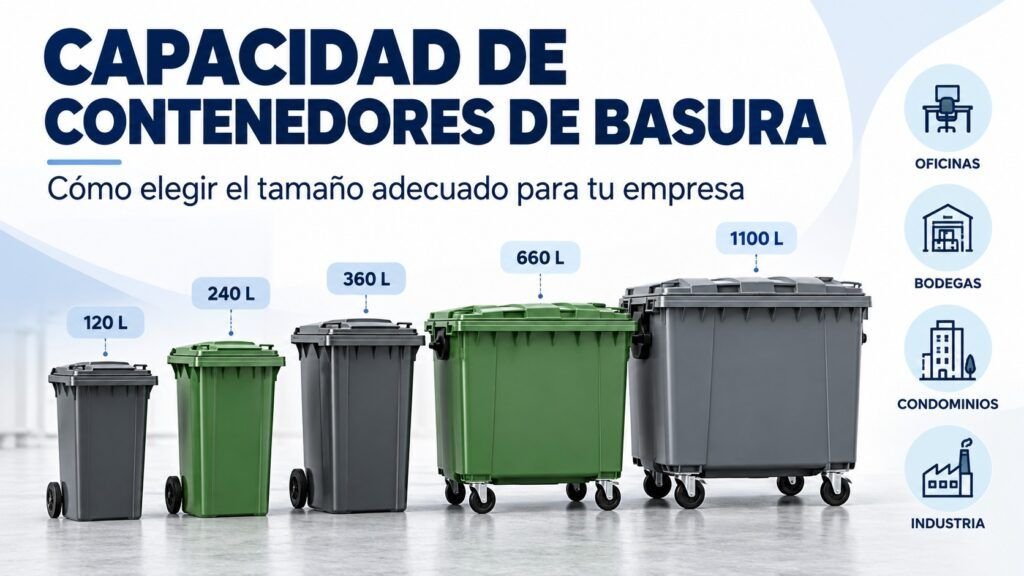 Contenedores de basura de 120, 240, 360, 660 y 1100 litros