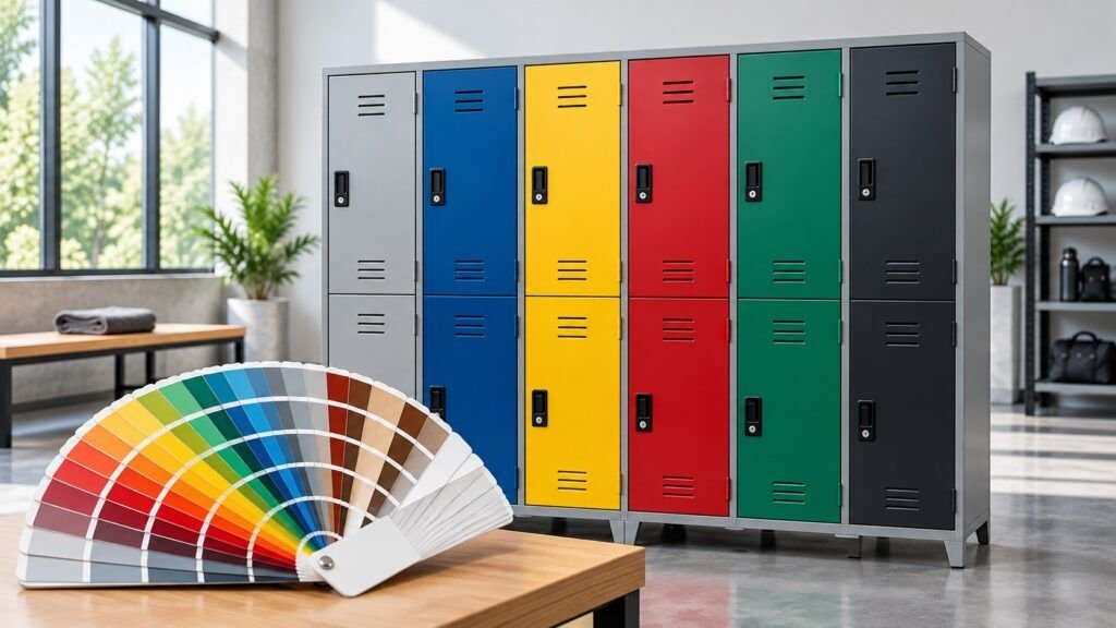 Lockers metálicos personalizados en distintos colores junto a carta RAL