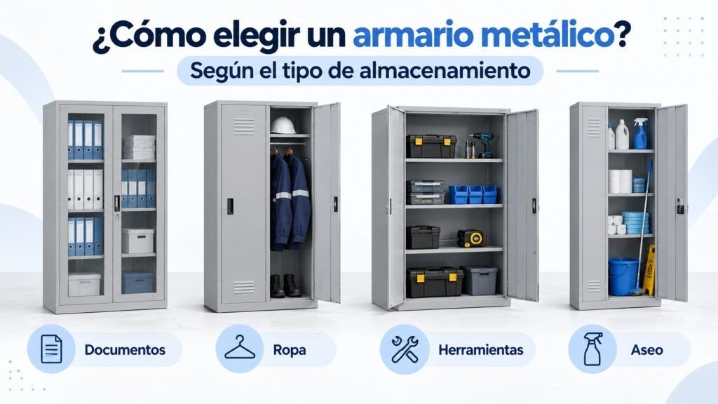 Cómo elegir un armario metálico según documentos, ropa, herramientas y productos de aseo