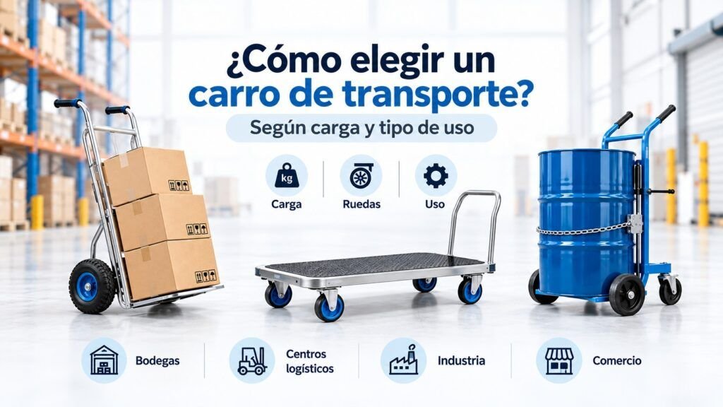 Cómo elegir un carro de transporte según carga, ruedas y tipo de uso
