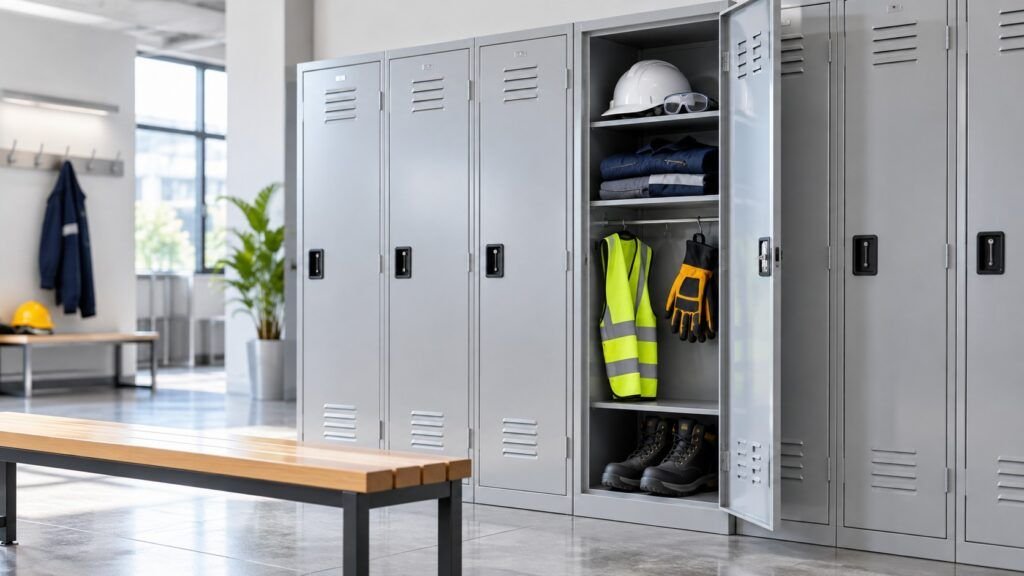 Lockers para industrias y bodegas con espacio para ropa de trabajo, casco, calzado y elementos de protección personal